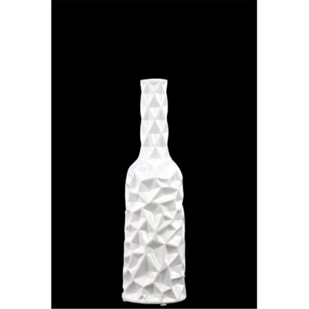 Urban Trends Collection Ceramic Round Bottle Vase With Wrinkled Sides, Medium - White 24443